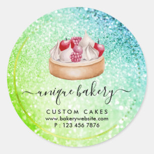 Pegatina Redonda Helados de tarta de queso crema verde
