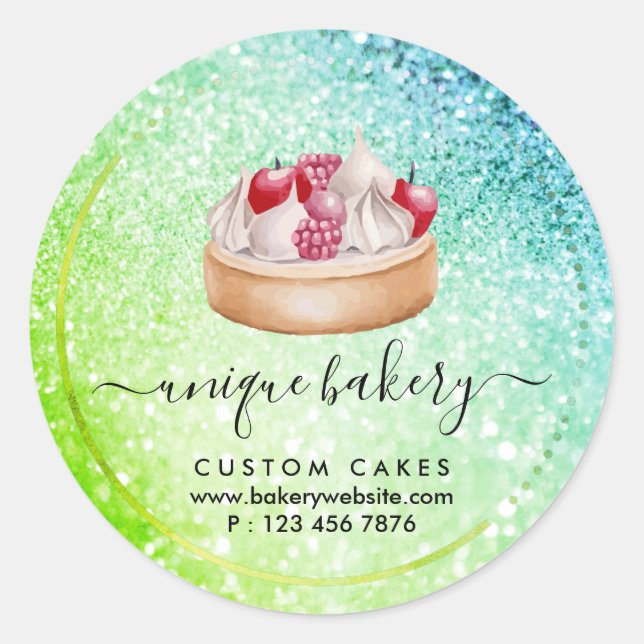 Pegatina Redonda Helados de tarta de queso crema verde (Anverso)