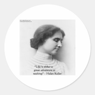 Pegatina Redonda Helen Keller: "La vida es aventura"