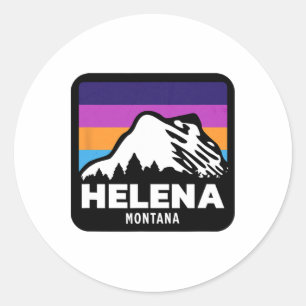 Pegatina Redonda Helena Montana Pesca Esquí Snowboard Familia