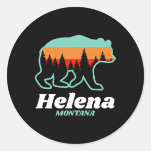 Pegatina Redonda Helena Montana Pescador Esquí Snowboard Bear