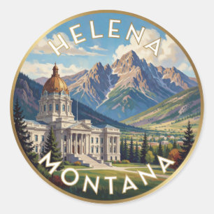 Pegatina Redonda Helena Montana Viaje por las Montañas Rocosas 🏔