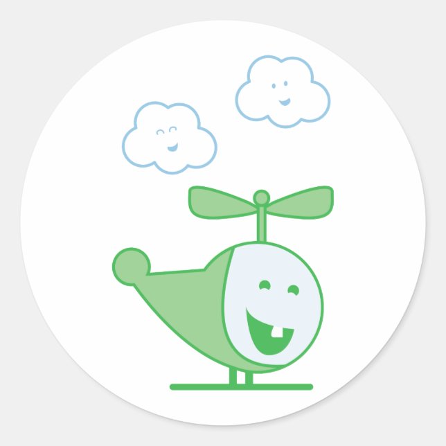 Pegatina Redonda Helicóptero (Anverso)