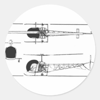 Pegatina Redonda Helicóptero Bell 47