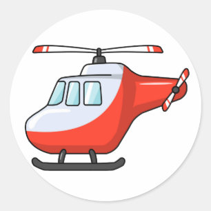 Pegatina Redonda Helicóptero Personalizado blanco y rojo de Guay