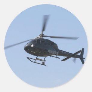 Pegatina Redonda Helicóptero volador