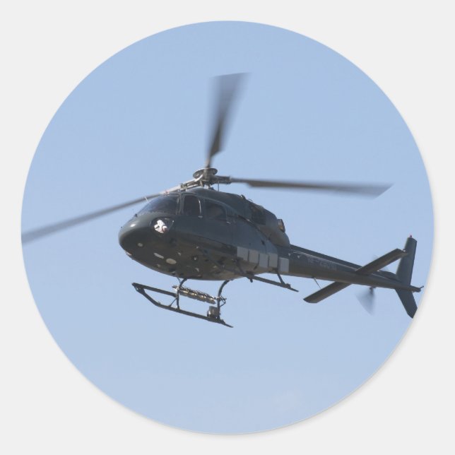 Pegatina Redonda Helicóptero volador (Anverso)