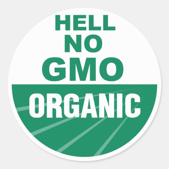 Pegatina Redonda Hell No GMO Orgainc (Anverso)