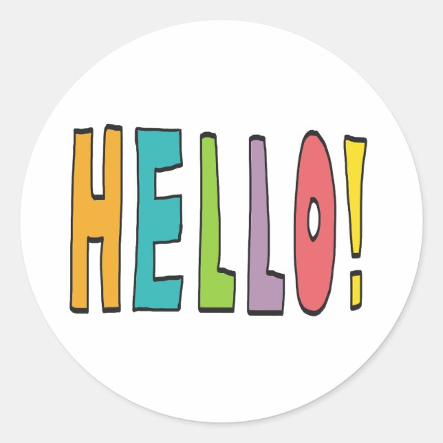Pegatina Redonda Hello! (Anverso)
