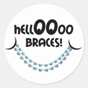 Pegatina Redonda Hello Braces Blue