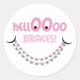 Pegatina Redonda Hello Braces Pink