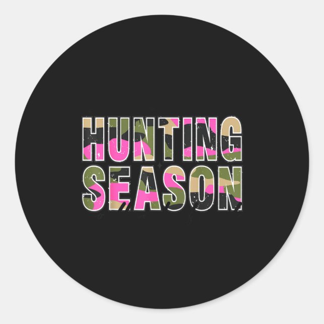 Pegatina Redonda Hello Deer Season Goodbye Boyfriend Camo Flag Hunt (Anverso)