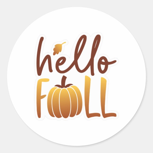 Pegatina Redonda Hello Fall (Anverso)