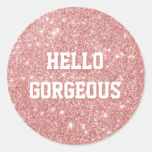 HELLO GORGEOUS Luxury Faux Purpurina Rosa Gold