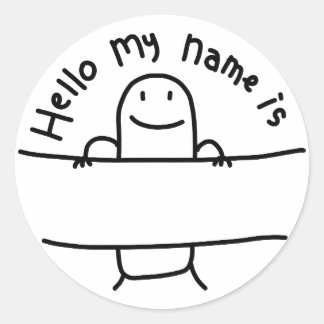 Pegatina Redonda Hello My Name Is – Cute Cartoon Name Tag Sticker
