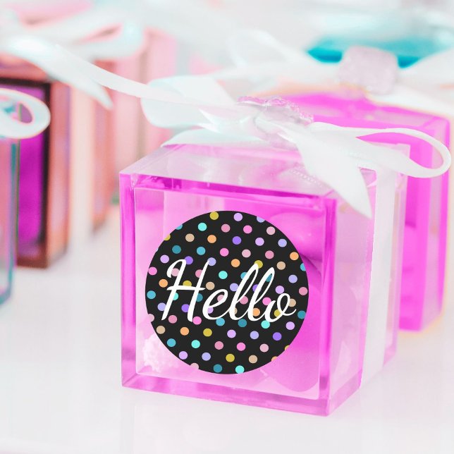Pegatina Redonda Hello Polka Dots (Subido por el creador)