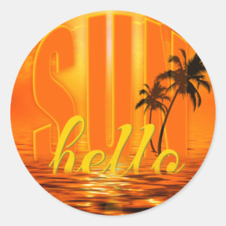 Pegatina Redonda Hello Sun Travel