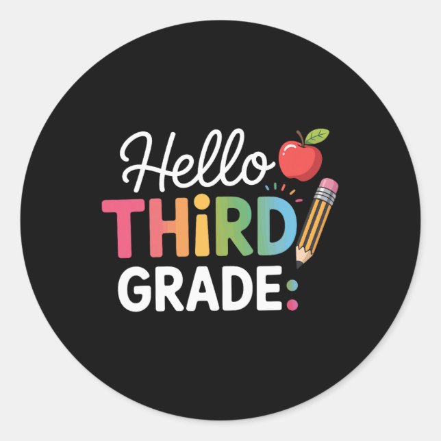 Pegatina Redonda Hello Third Grade Team 3rd Grade Back To School Te (Anverso)