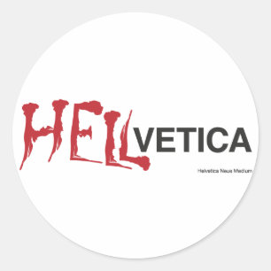 Pegatina Redonda Hellvetica - gemelo malvado Helvética