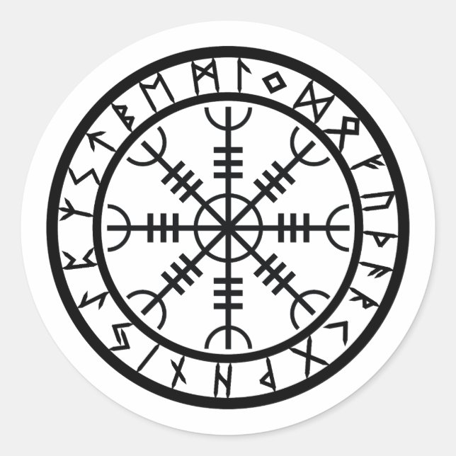Pegatina Redonda Helm of Awe - Circle de Rune (Anverso)