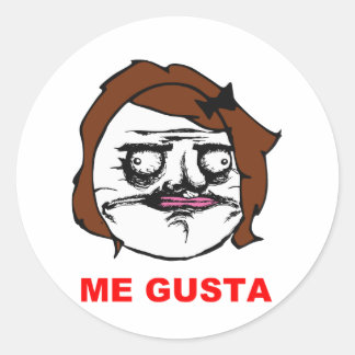 Pegatina Redonda Hembra de Brown yo cara cómica Meme de la rabia de