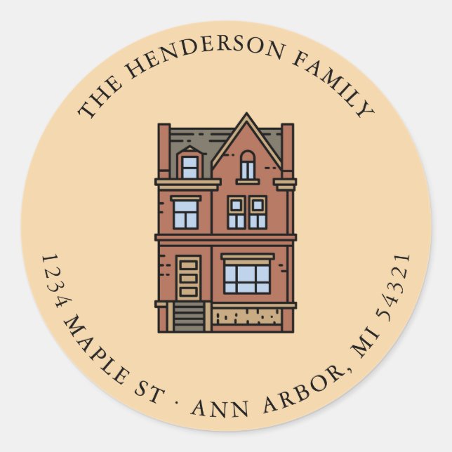 Pegatina Redonda Hemos movido el cambio de dirección de la Invitaci (Anverso)