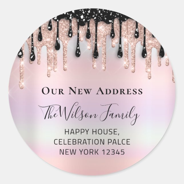 Pegatina Redonda Hemos Movido El Cambio De RSVP De Nuevos Pasteles  (Anverso)