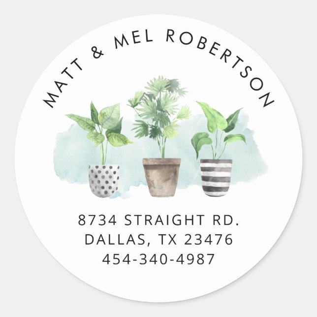 Pegatina Redonda Hemos movido la dirección de devolución botánica d (Anverso)