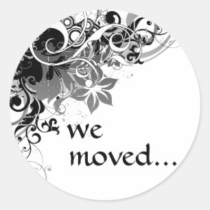 Pegatina Redonda hemos movido la invitación