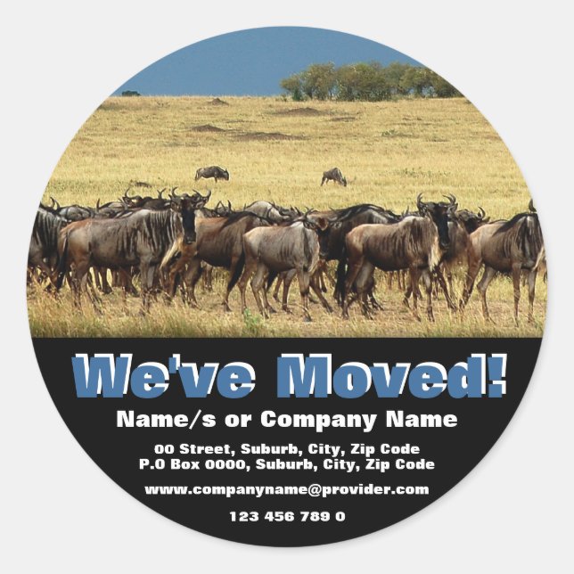 Pegatina Redonda Hemos movido la invitación (Anverso)