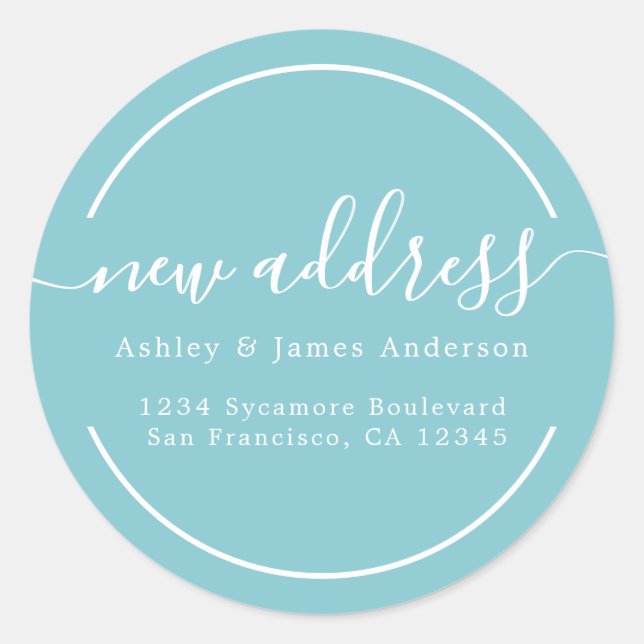 Pegatina Redonda Hemos movido la nueva dirección de Angel Blue (Anverso)