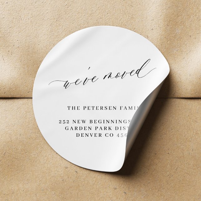 Pegatina Redonda Hemos movido la nueva dirección del guión elegante (Subido por el creador)