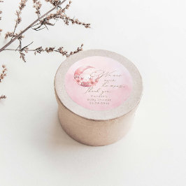 Pegatina Redonda Hemos Terminado El Chica De La Luna Baby Shower