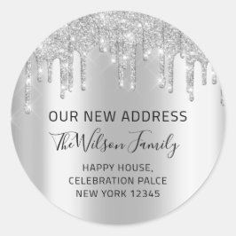 Pegatina Redonda Hemos Trasladado El Cambio De RSVP De Nueva Direcc