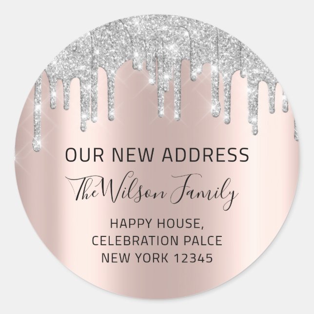 Pegatina Redonda Hemos Trasladado RSVP El Cambio De Nueva Dirección (Anverso)