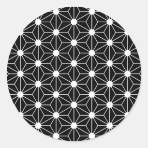 Pegatina Redonda Hemp Leaf Asanoha patrón japón geomet tradicional