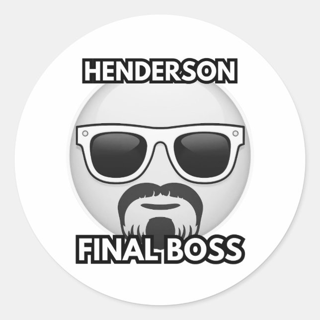 Pegatina Redonda Henderson Final Boss Cool Emoji (Anverso)