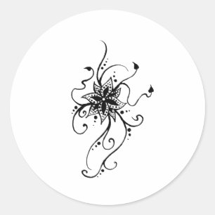 Pegatina Redonda Henna Flower en vides