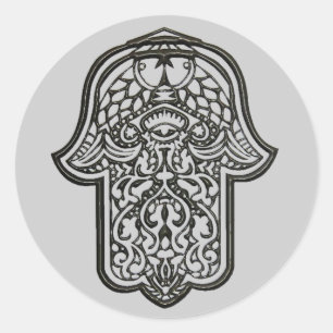 Pegatina Redonda Henna Hand of Hamsa (Original)