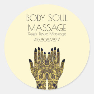 Pegatina Redonda Henna Mehndi Mands Tattoo Massage Promocional