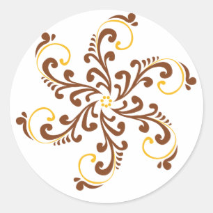 Pegatina Redonda Henna Spiral Flower