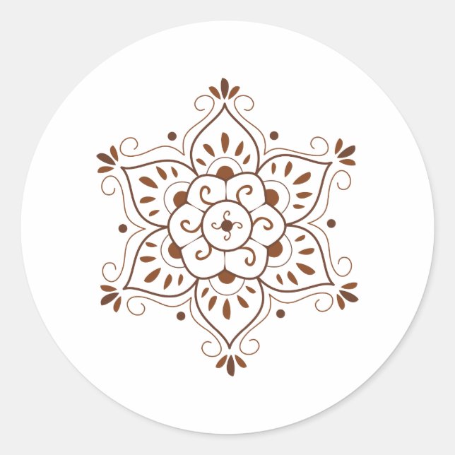 Pegatina Redonda Henna Tattoo Mandala (Anverso)