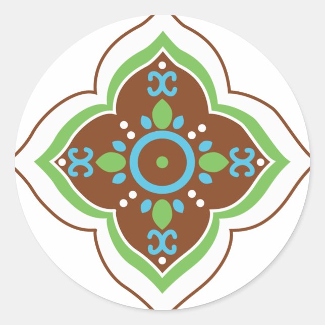 Pegatina Redonda Henna Tattoo Mandala (Anverso)