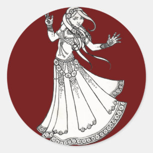 Pegatina Redonda Henna Tribal Belly Dancer