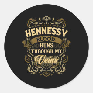 Pegatina Redonda Hennessy Sangod A Través De Mis Venas