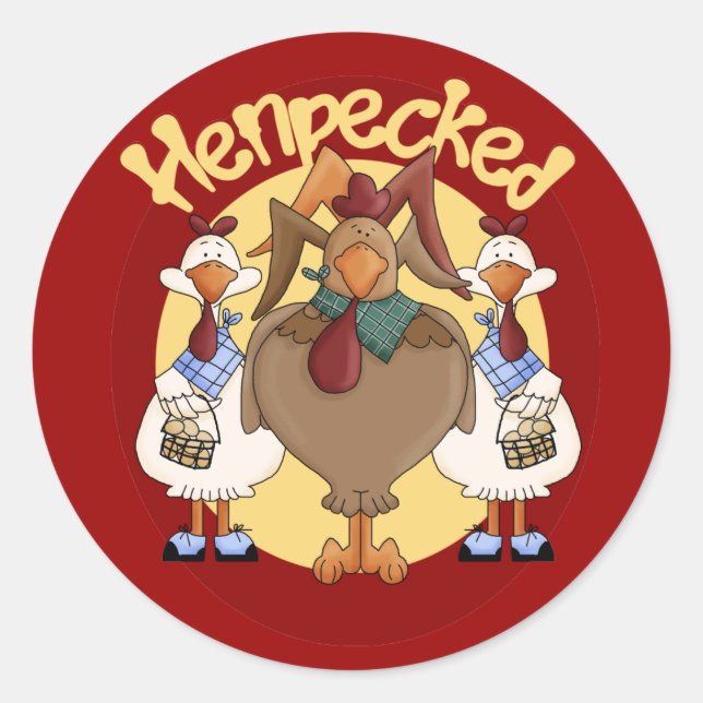 Pegatina Redonda Henpecked (Anverso)
