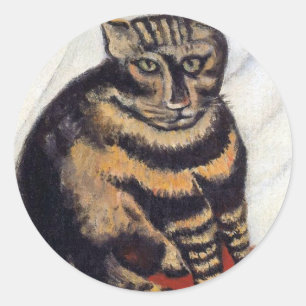 Pegatina Redonda Henri Rousseau - El gato del tigre ( Le Chat Tigre