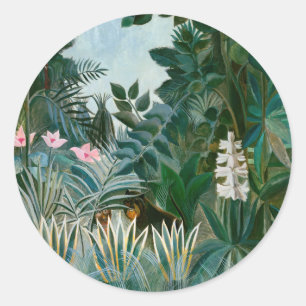 Pegatina Redonda Henri Rousseau - La jungla ecuatorial
