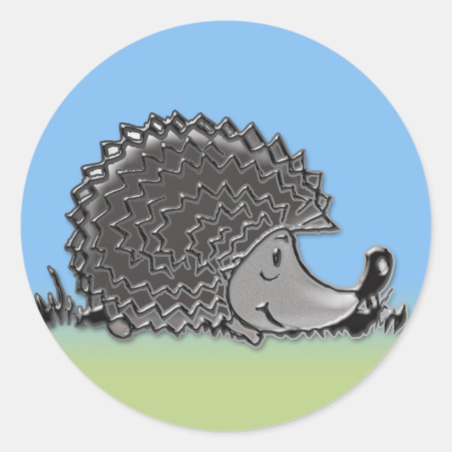 Pegatina Redonda Henry el erizo (Anverso)