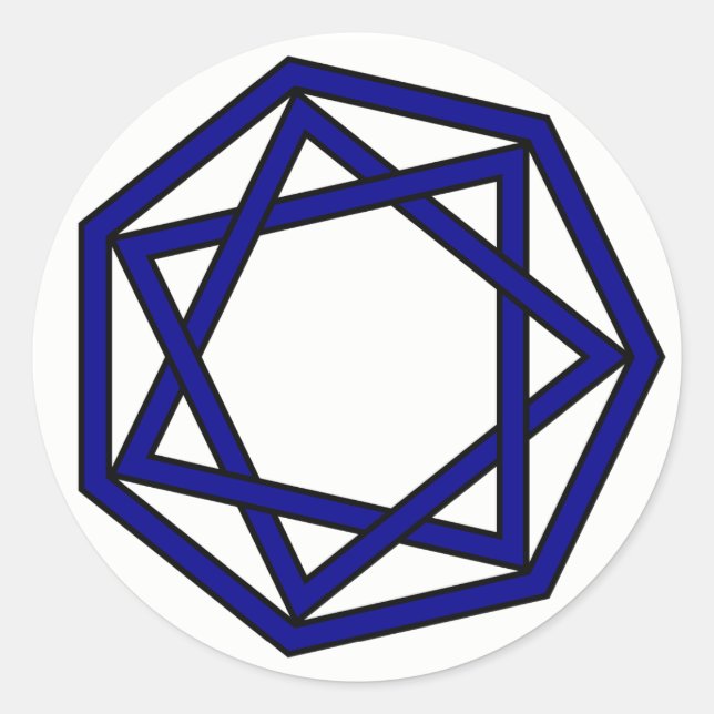 Pegatina Redonda Heptagram azul oscuro en Heptagon (Anverso)